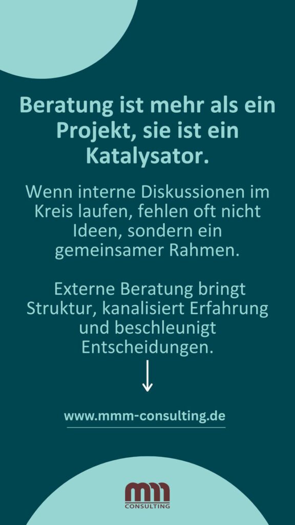 MMM Grafik zum Thema Beratung mit Stichpunkten und in CI Farben aus Deutschland